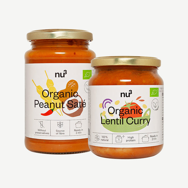 nu3 Sauce satay aux cacahuètes bio + Curry de lentilles bio